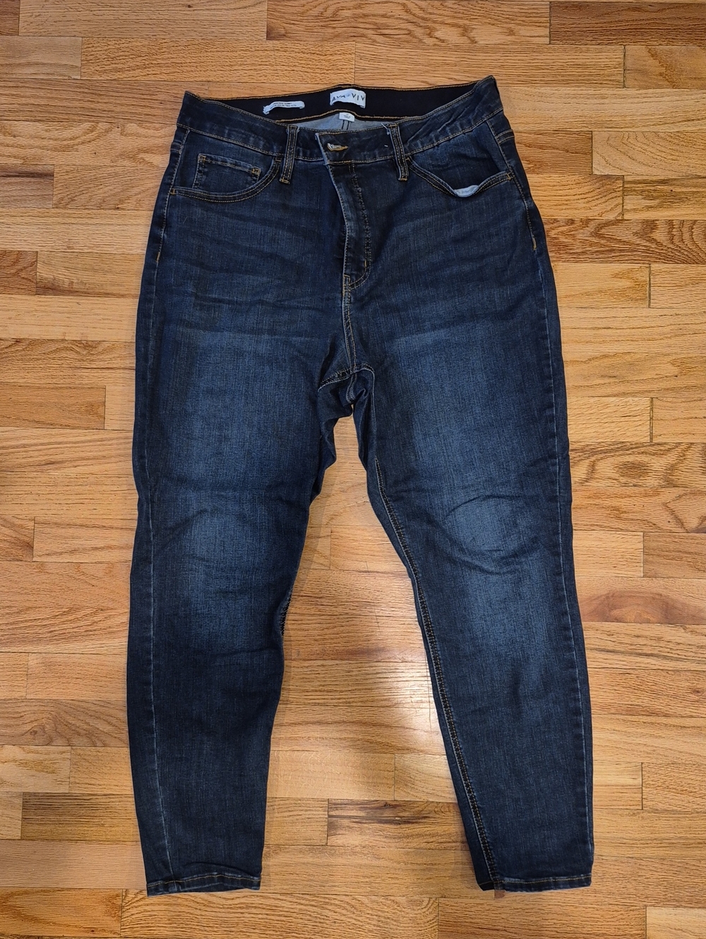 Ava & Viv Dark Blue Skinny Jeans with Yellow Stitching
